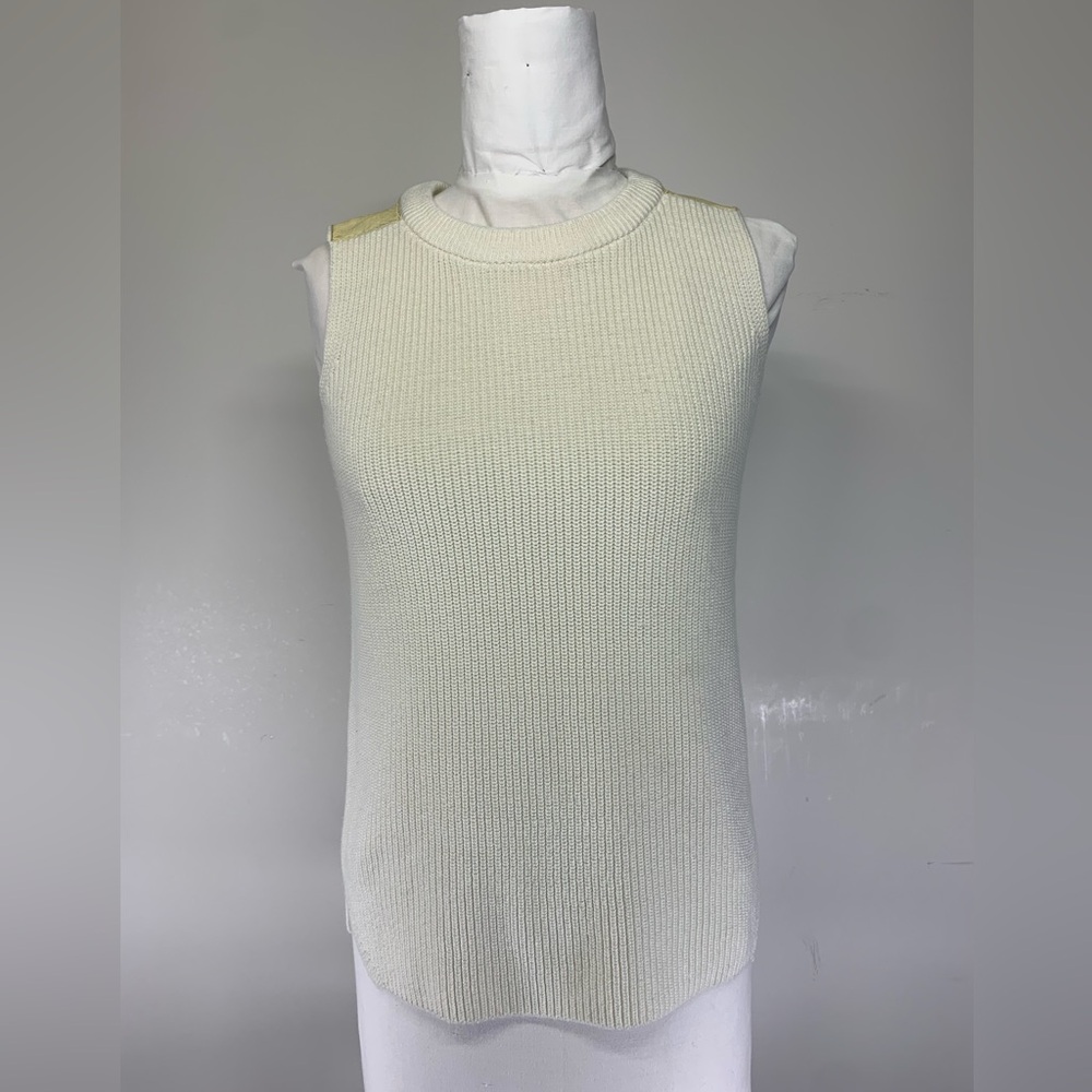 Club Monaco Cream Sleeveless Ribbed Knit Vest